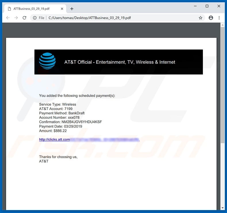 AT&T Email spam campaign phishing personal data