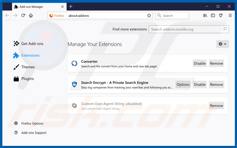 Removing search.hbestfileconverter.com related Mozilla Firefox extensions
