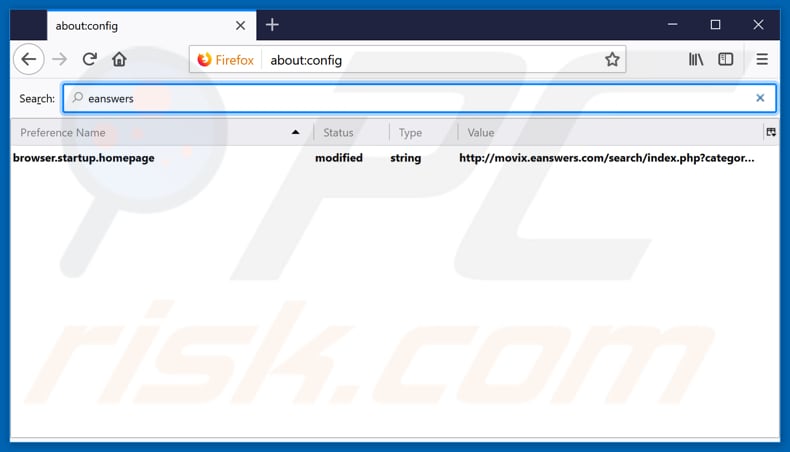 Removing movix.eanswers.com from Mozilla Firefox default search engine