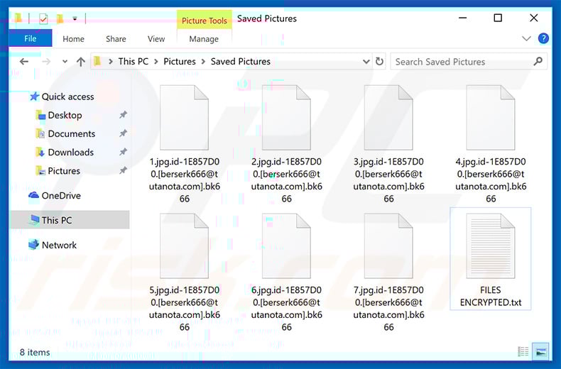 Files encrypted by Bk666