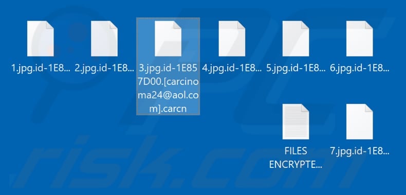 Files encrypted by Carcn