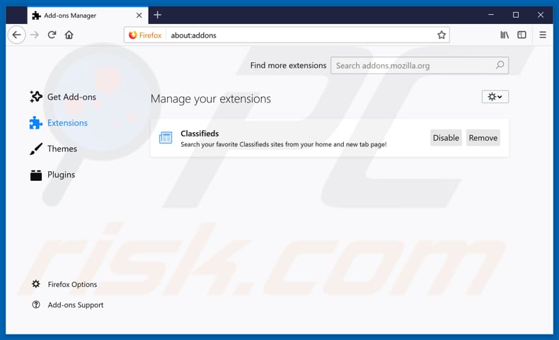 Removing search.hclassifiedlist.net related Mozilla Firefox extensions