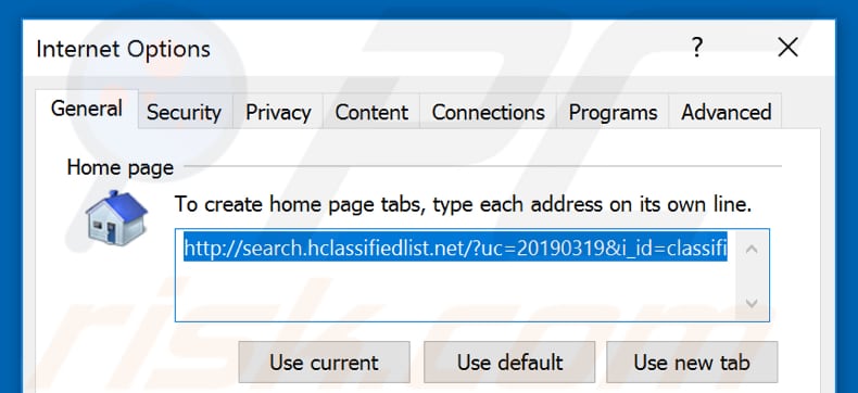 Removing search.hclassifiedlist.net from Internet Explorer homepage