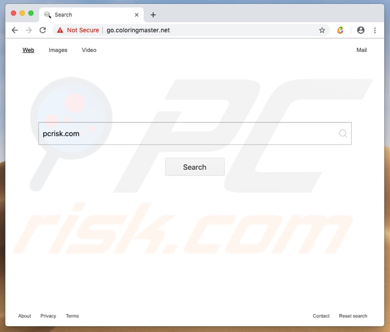 go.coloringmaster.net browser hijacker on a Mac computer