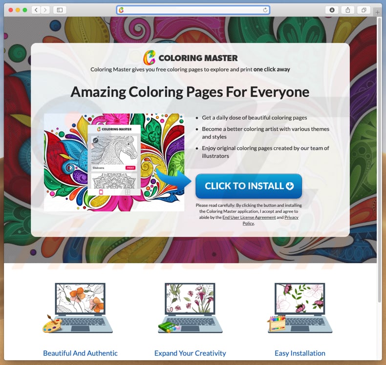 Dubious website used to promote go.coloringmaster.net