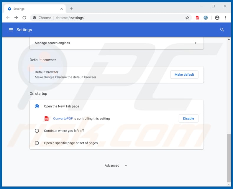Removing blpsearch.com from Google Chrome homepage
