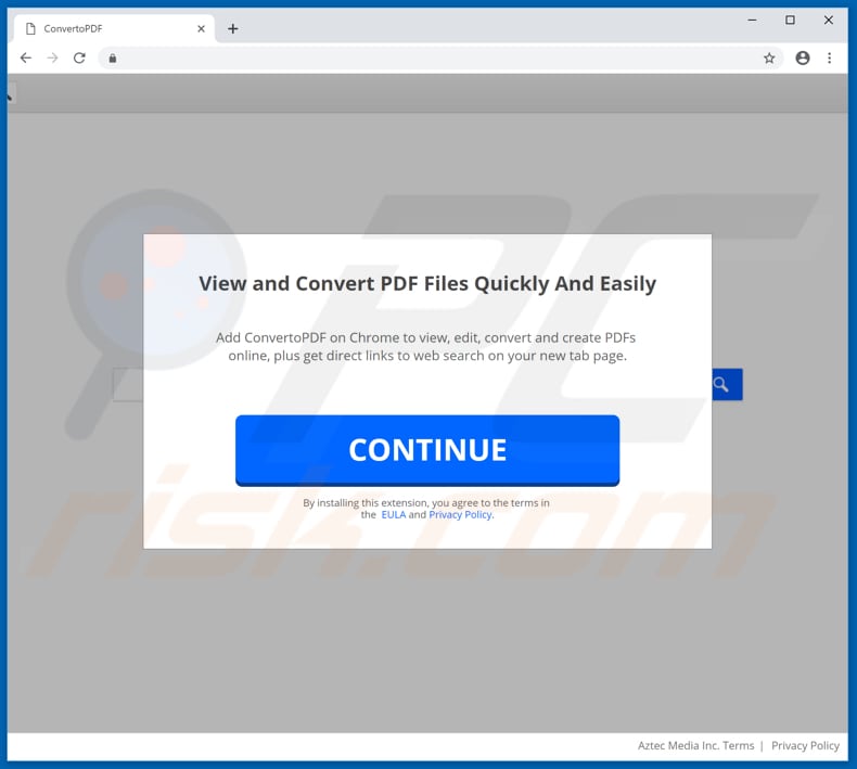 Website used to promote ConvertoPDF browser hijacker