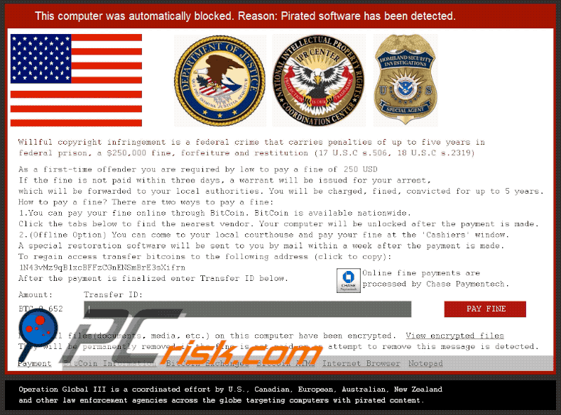 Pirated Software Has Been Detected ransomware gif