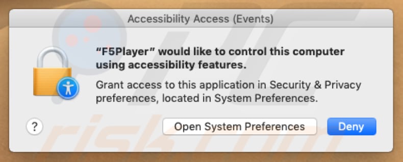 F5 Player asking for a permission to control computer using accessibility features