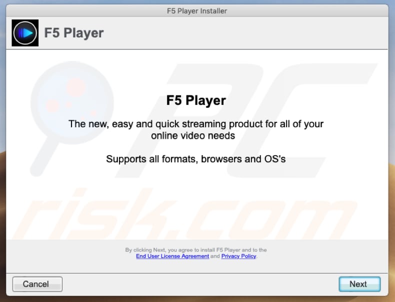 f5player setup promoting adware