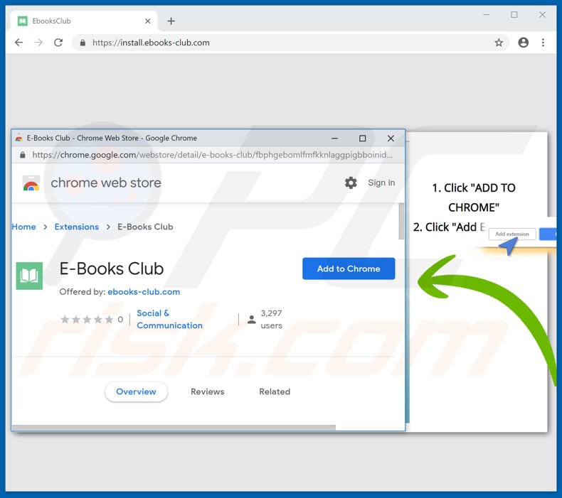 Official E-Books Club browser hijacker promoted on Google Chrome Store