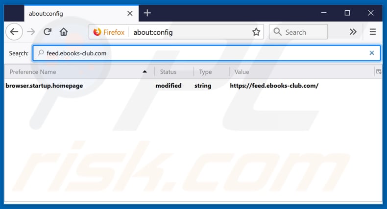 Removing feed.ebooks-club.com from Mozilla Firefox default search engine