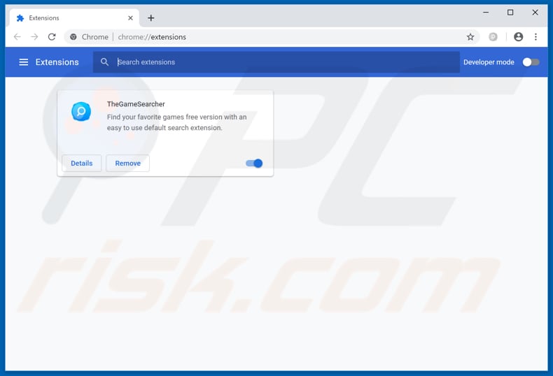 Removing feed.thegamesearcher.com related Google Chrome extensions
