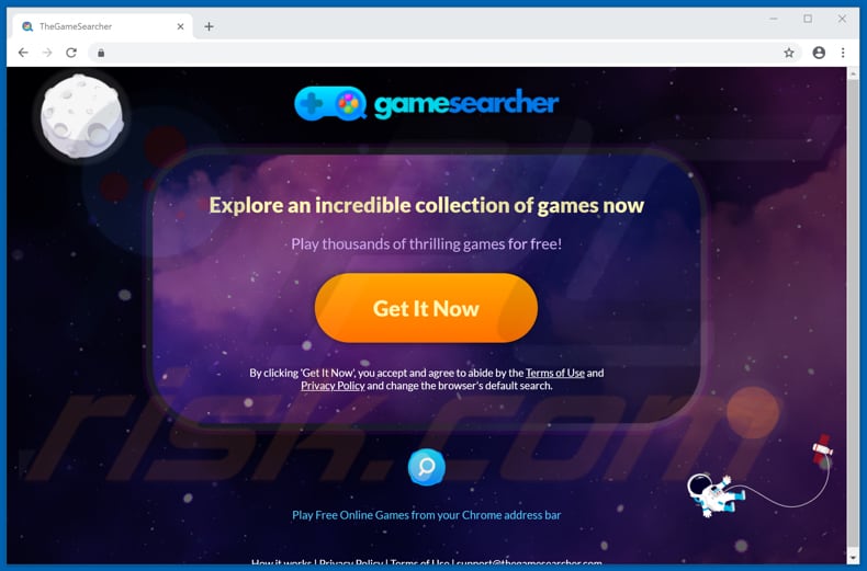 Website used to promote TheGameSearcher browser hijacker