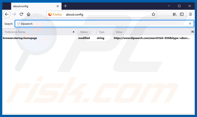 Removing blpsearch.com from Mozilla Firefox default search engine