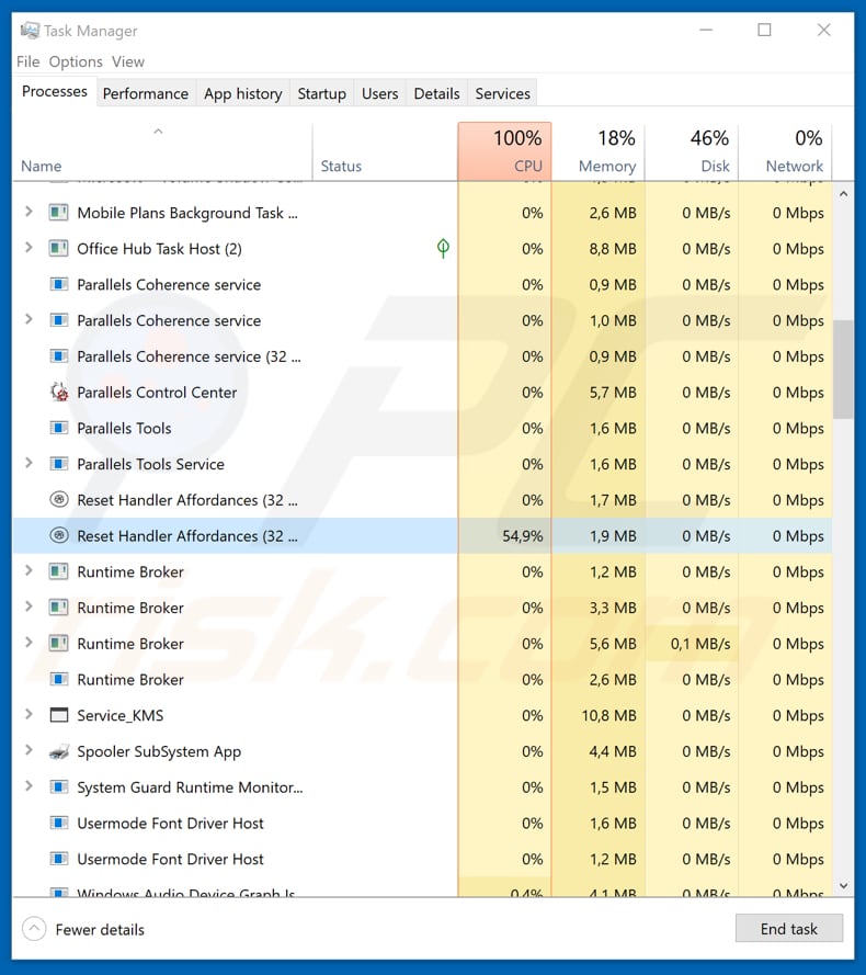 french101 process running in task manager as reset handled affordances