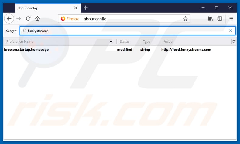 Removing funkystreams.com from Mozilla Firefox default search engine