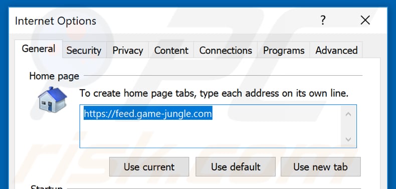 Removing feed.game-jungle.com from Internet Explorer homepage