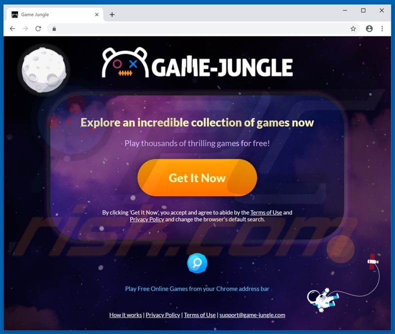 Website used to promote Game Jungle browser hijacker