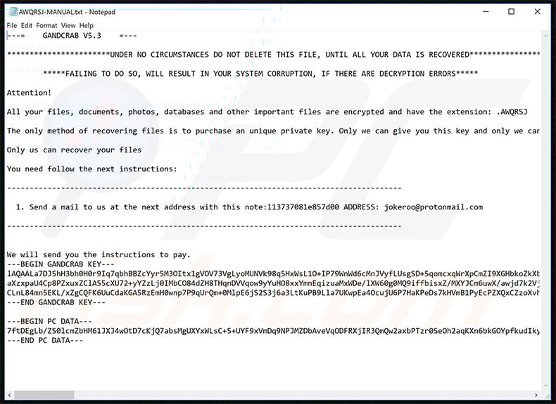 GANDCRAB 5.3 decrypt instructions