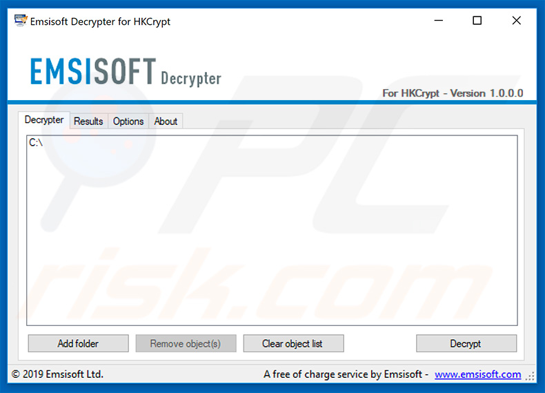 Hacked Ransomware decrypter by Emsisoft