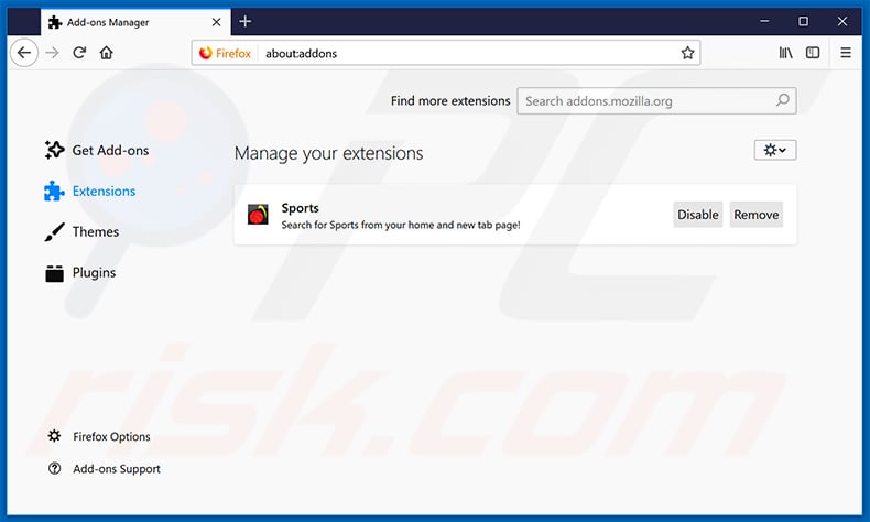 Removing search.hprimesports.co related Mozilla Firefox extensions