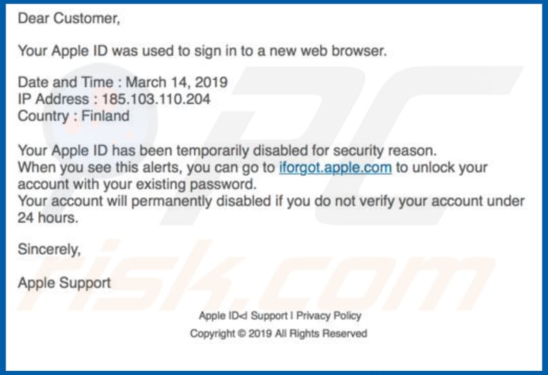 Iforgot.apple.com Email Scam