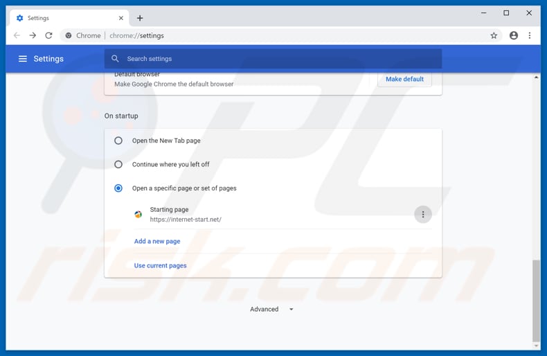 Removing internet-start.net from Google Chrome homepage