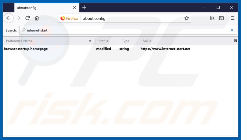 Removing internet-start.net from Mozilla Firefox default search engine