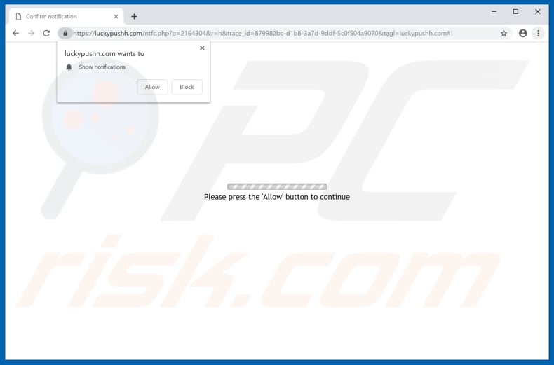 luckypushh.com pop-up redirects
