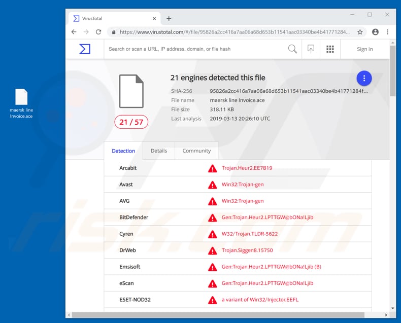 Malicious attachment distributed through Maersk Email Virus spam campaign