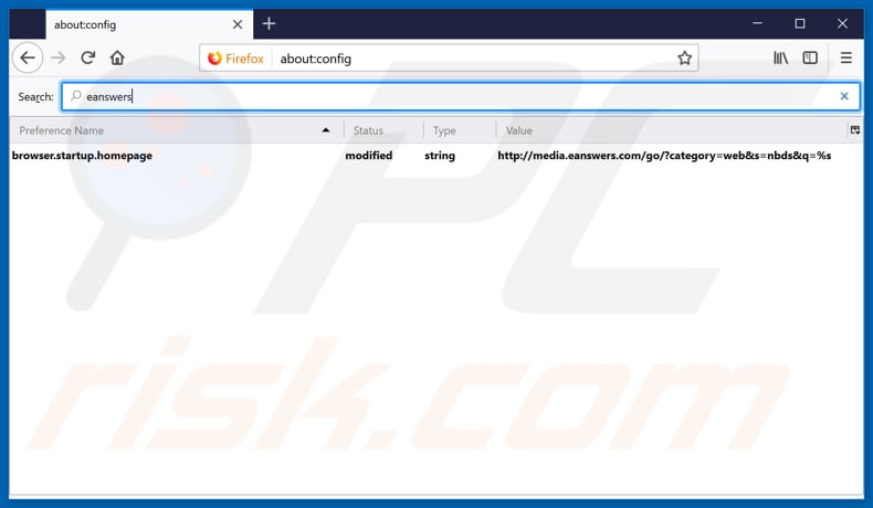 Removing eanswers.com from Mozilla Firefox default search engine