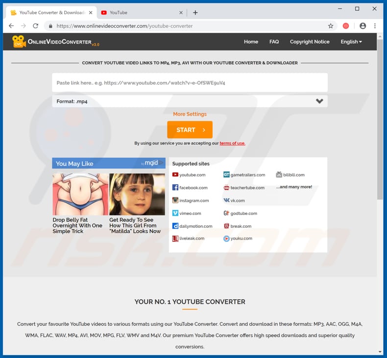 onlinevideoconverter[.]com pop-up redirects