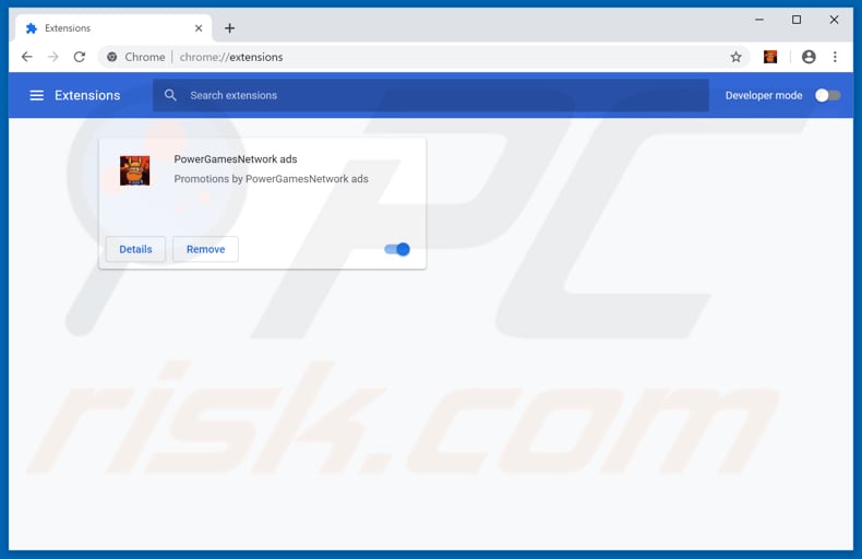 Removing PowerGamesNetwork ads from Google Chrome step 2