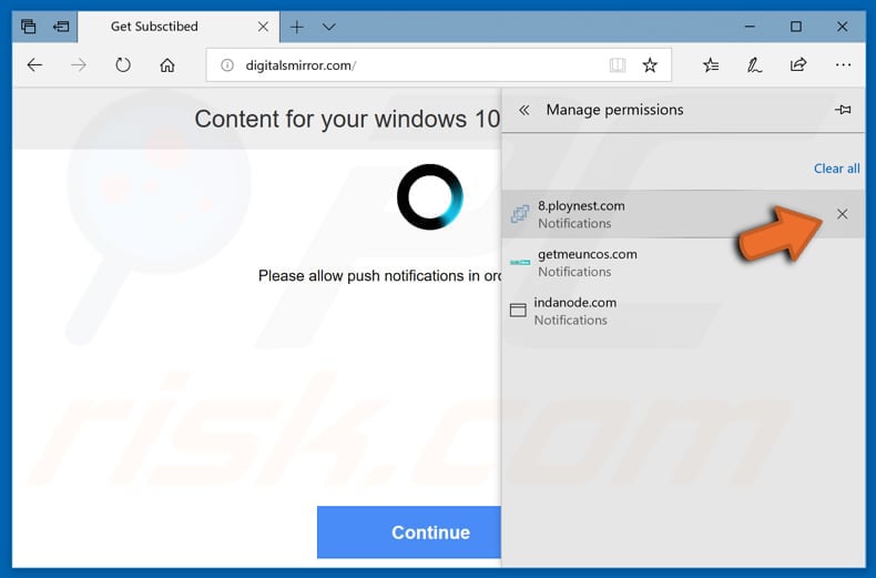 Disable pop-up' notifications in Microsoft Edge web browser