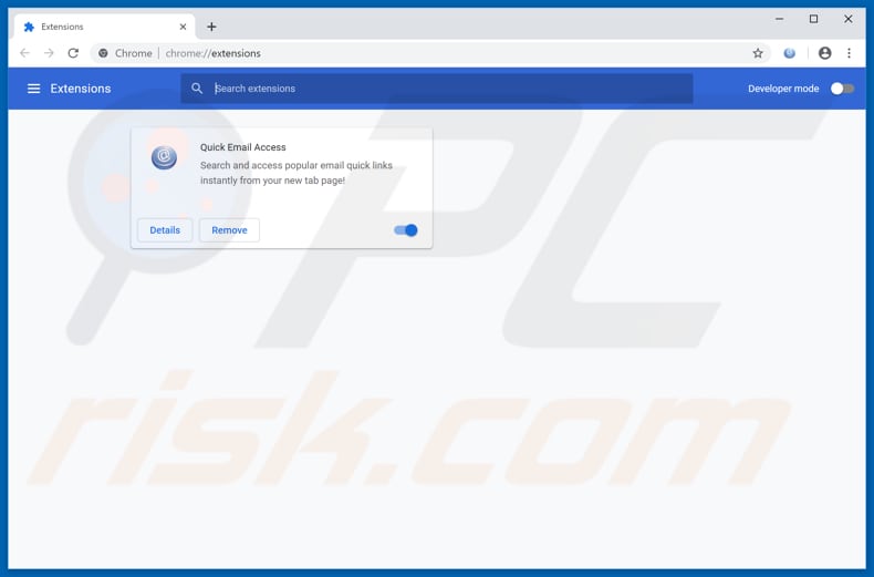 Removing search.hquickemailaccess.co related Google Chrome extensions