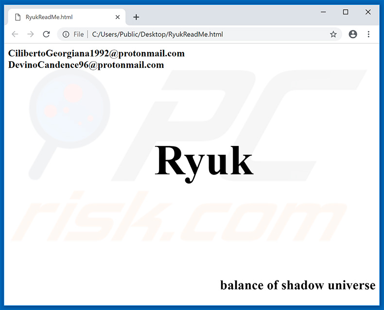 RYK Ransomware HTML File