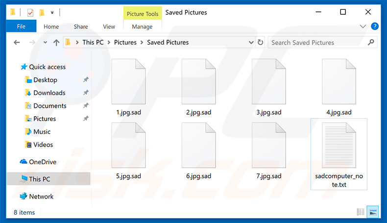 Files encrypted by SadComputer