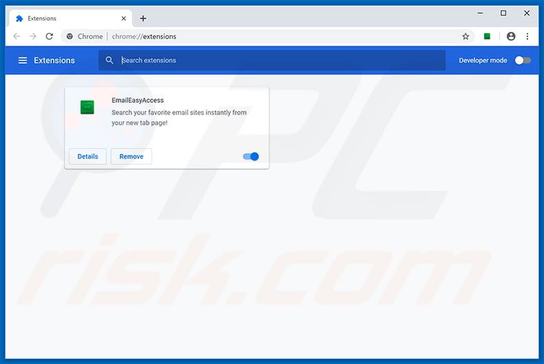 Removing search.emaileasyaccess.com related Google Chrome extensions