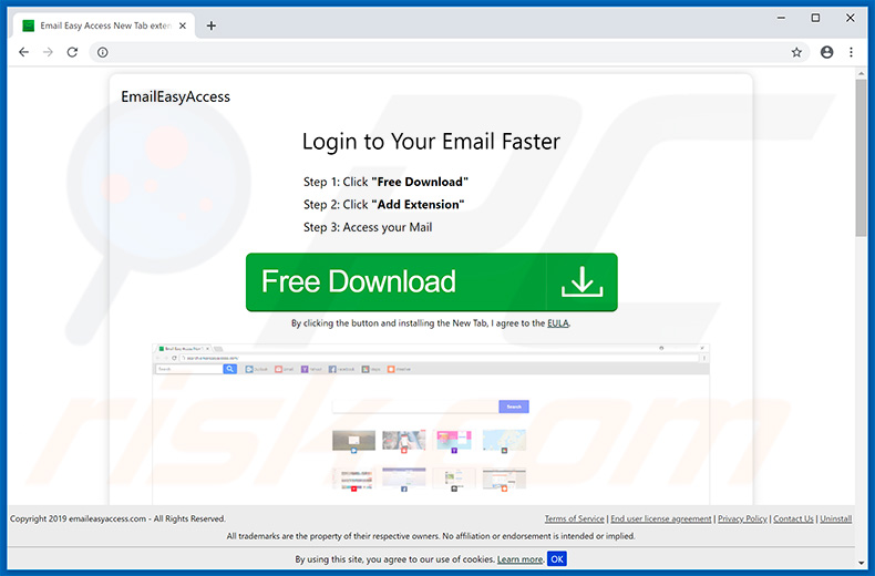 Website used to promote Email Easy Access browser hijacker