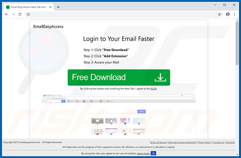 Website used to promote Email Easy Access browser hijacker