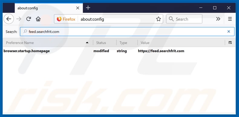Removing feed.searchfrit.com from Mozilla Firefox default search engine