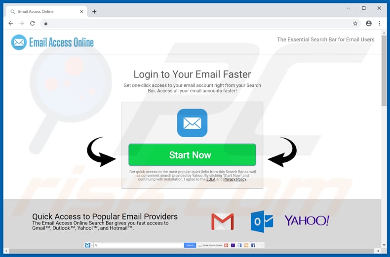 Website used to promote Email Access Online browser hijacker
