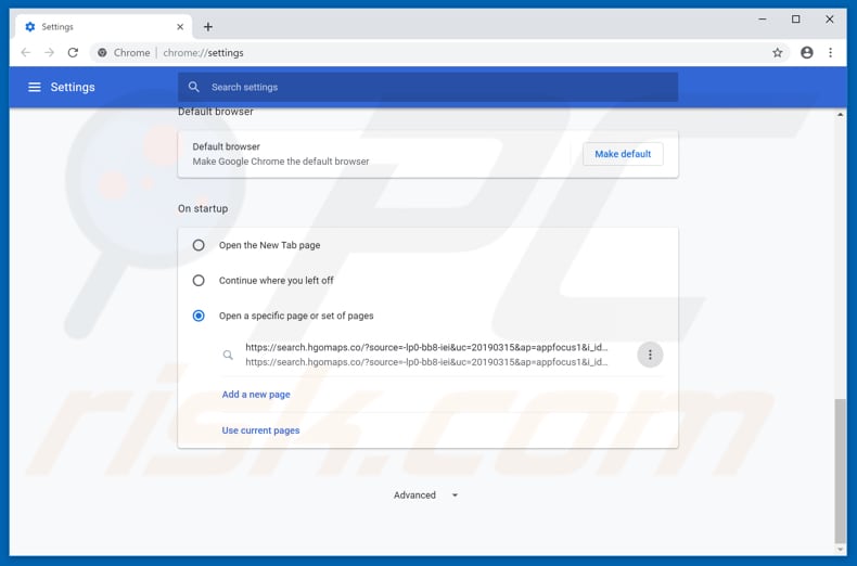 Removing search.hgomaps.co from Google Chrome homepage