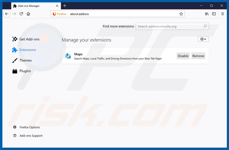 Removing search.hgomaps.co related Mozilla Firefox extensions