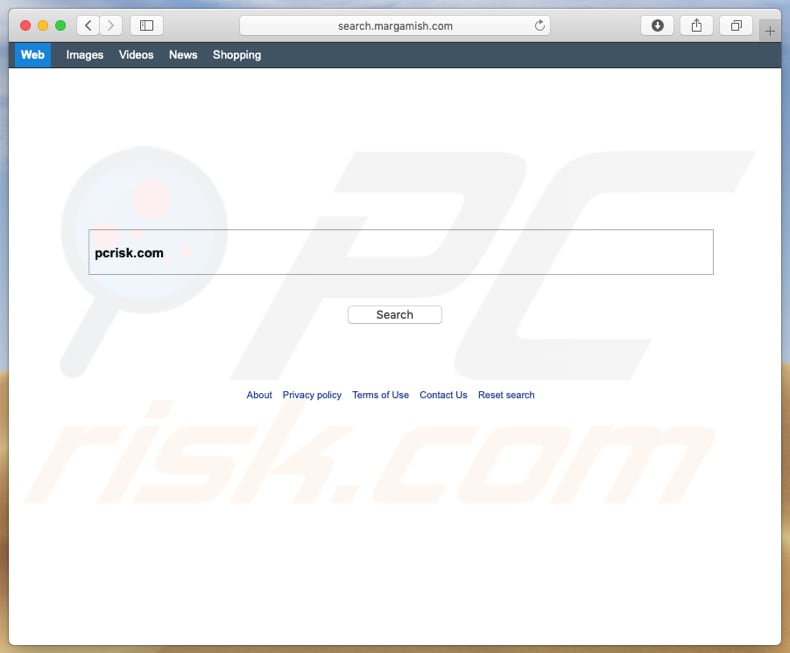 search.margamish.com browser hijacker on a Mac computer