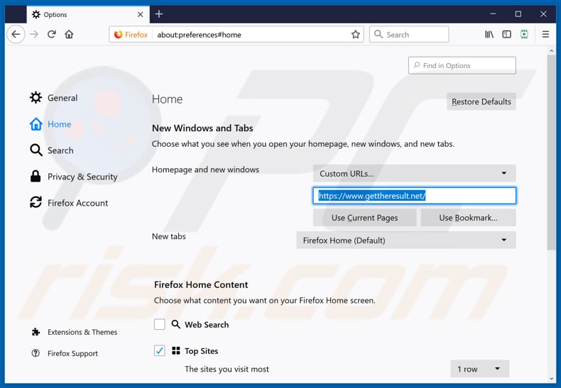 Removing searchmedia.online from Mozilla Firefox homepage