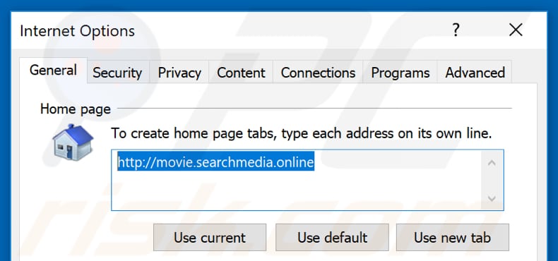 Removing searchmedia.online from Internet Explorer homepage