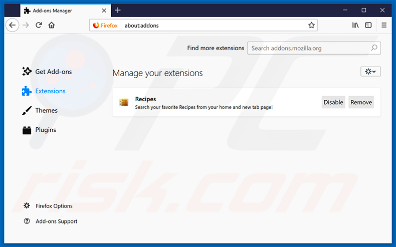 Removing search.searchrs1.com related Mozilla Firefox extensions