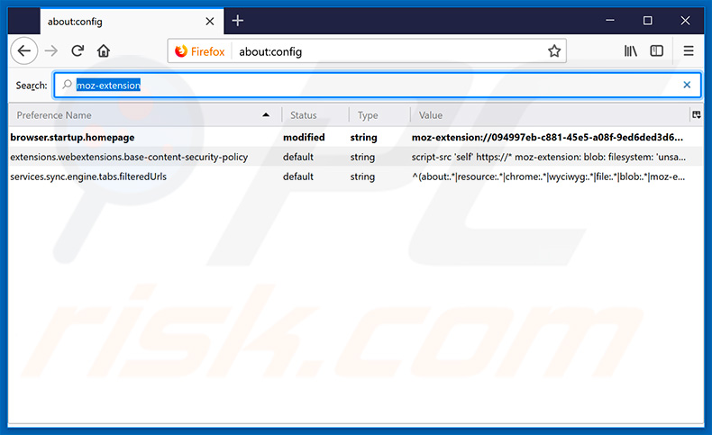 Removing search.searchrs1.com from Mozilla Firefox default search engine